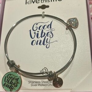 Love This Life Stainless Steal Bangle Bracelet (Good Vibes)Only)